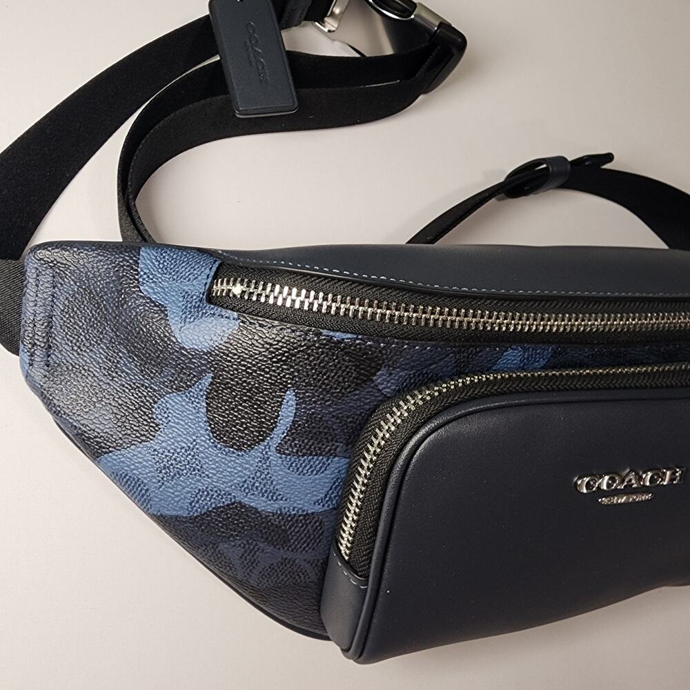 NWT Coach CDC32 Racer Small Belt Bag In Signature Canvas Blue Camo - Picture 3 of 6